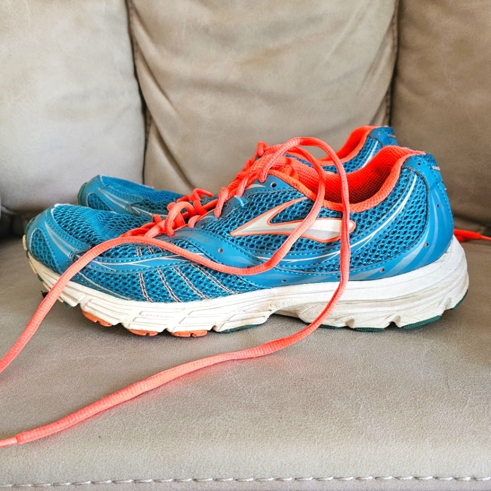 Brooks bright blue and‎ orange sneakers size 10